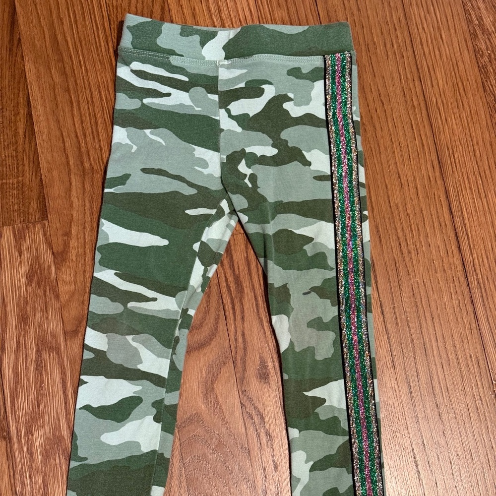 Crewcuts J.Crew Camouflage Leggings with Glitter Stripe - girls 3T